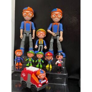 Blippi Action Figure Set 2 Large 3 Small 1 Vehicle Toy Collection